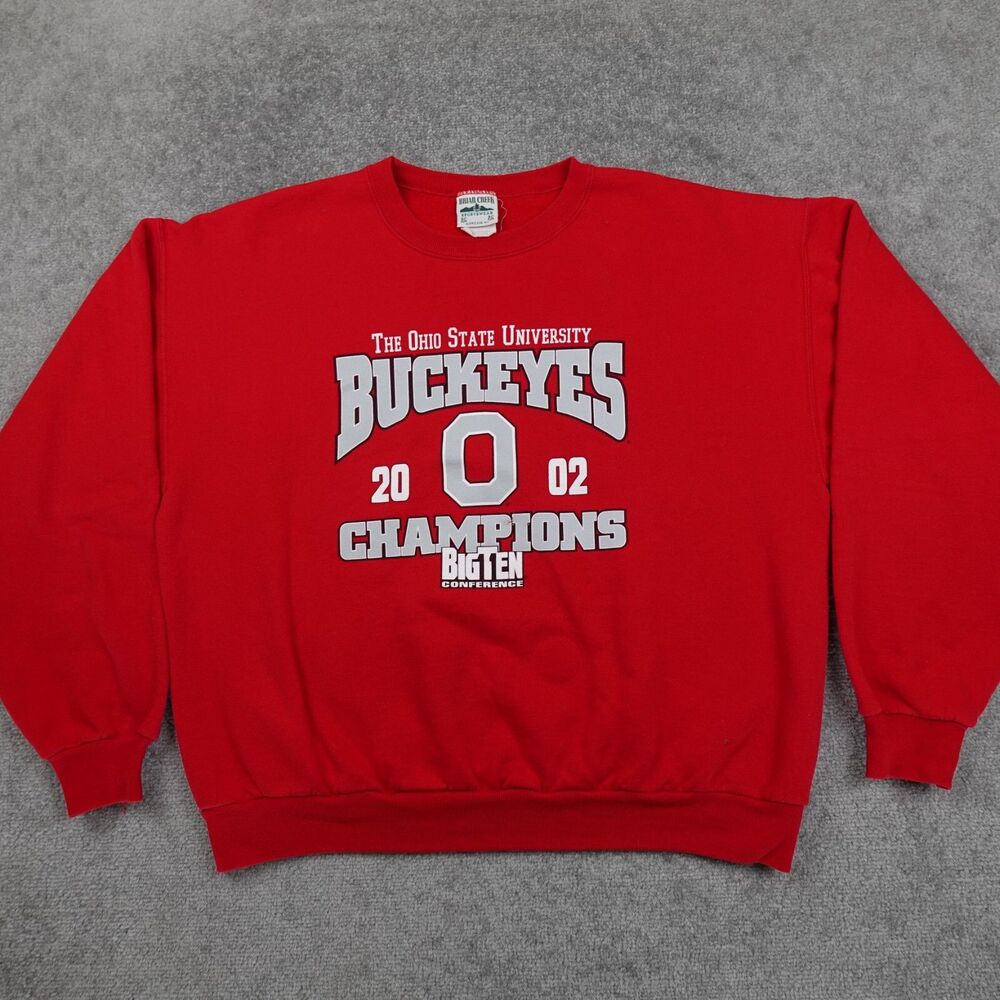 VTG Ohio State Buckeyes Sweatshirt Mens L Red 2002 Big Ten Champions Crew Neck